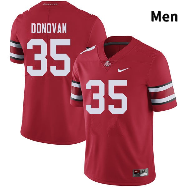 Ohio State Buckeyes Luke Donovan Men's #35 Red Authentic Stitched College Football Jersey